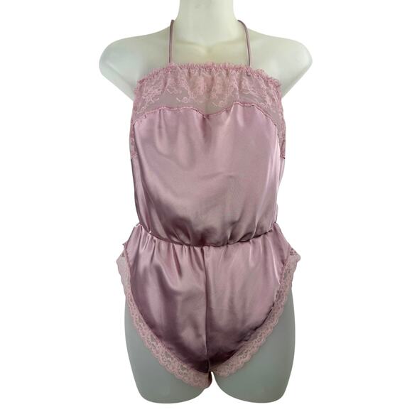 1970's BODY CHIC USA lavender satin and lace teddy onsie MEDIUM - Picture 8 of 8